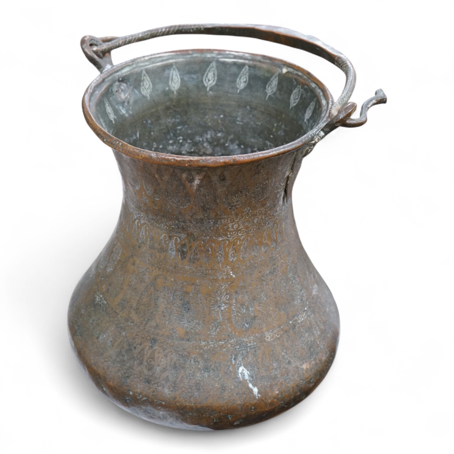 A large Indian copper water pot, 38cm high